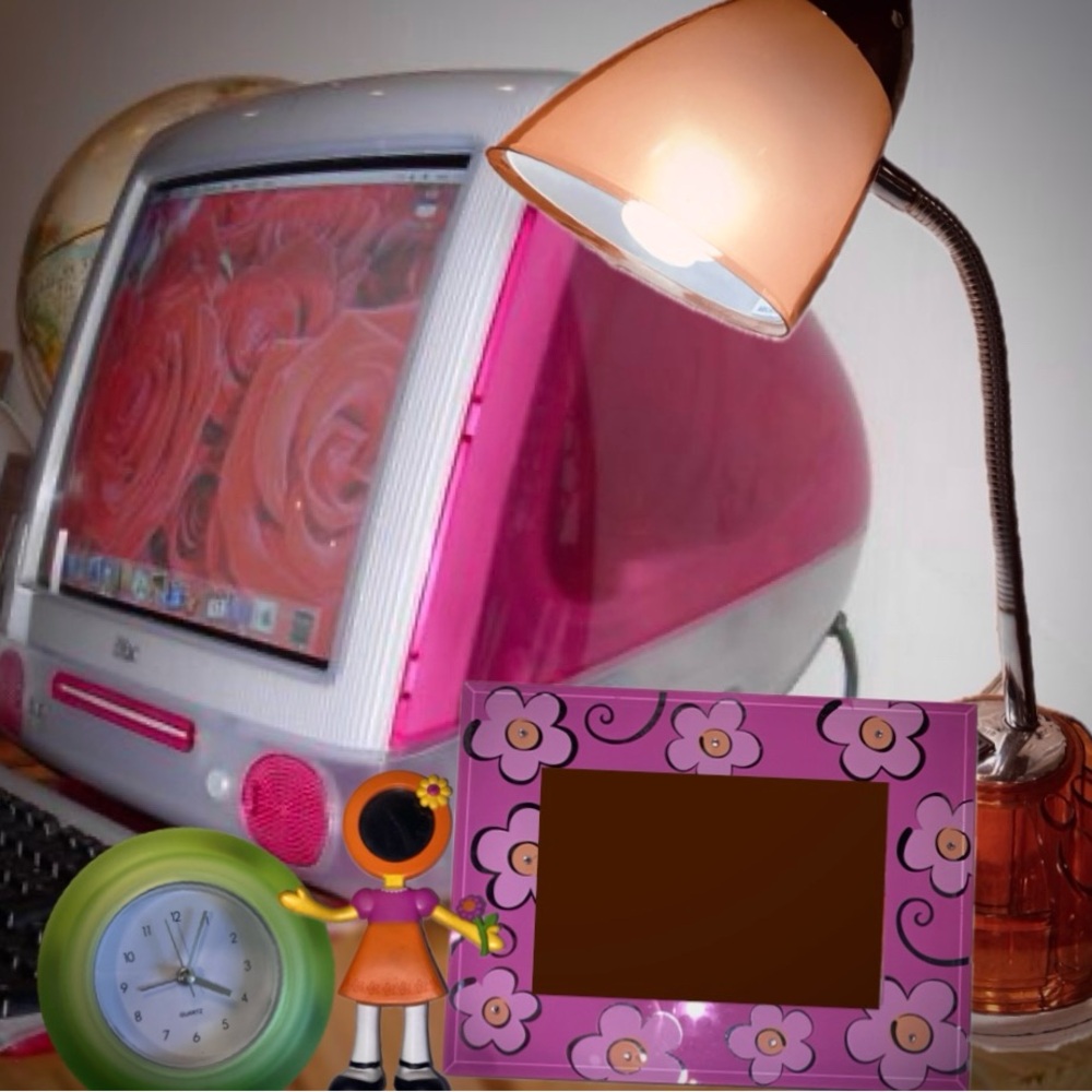 Y2K Picture Frame and Clock Bundle CBS Flexo buddy, frosted glass, daisy